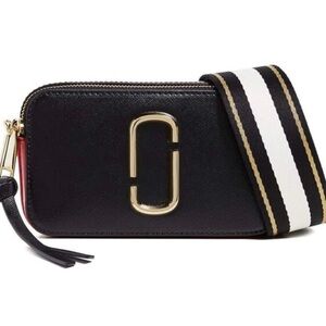 Marc Jacobs Black and Burgundy The Snapshot Crossbody Bag